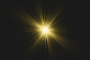 Wall Mural - light effects, glare, glitter, explosion, golden light, vector illustration. shining golden stars.