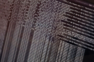 Russia. Saint-Petersburg. Computer code on the monitor screen.