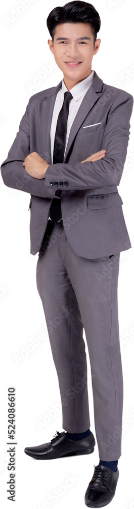 Full length portrait businessman in suit with crossed his arms standing ...