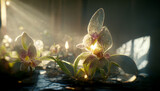 Fototapeta Storczyk - 3D rendering orchid in ray of sunlight
