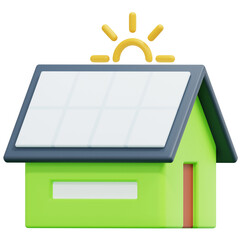 Wall Mural - solar panel house 3d render icon illustration