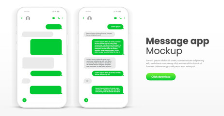 Poster - Message smartphone template. Mobile chatting sms app template bubbles. Message bubbles chat on smartphone icons. Phone chatting sms template bubbles. Isolated smartphone m