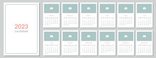 A4 Calendar For 2023. A Place For A Photo. A Set Of Pages For 12 Months Of 2023. Vector Illustration. The Week Starts On Sunday.