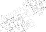 Fototapeta Mapy - Write a blueprint architecture for building.