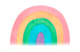 Fototapeta Tęcza - A bright fairy-tale rainbow painted in watercolor and isolated on a white background.