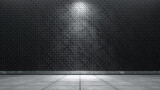 Diamond metal wall background with concrete floor. 3d renderer