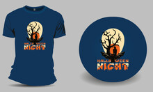 Midnight Hour With Vampire And Witches T Shirt Design