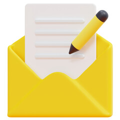 Canvas Print - write mail 3d render icon illustration