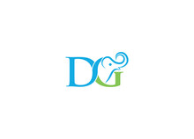 DG Elephant Logo Design With Creative Modern Vector Icon Template