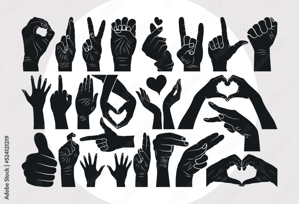Vektor Hand Sign SVG Bundle, Hand Right Sign, Ok Sign Svg, Peace Hand ...