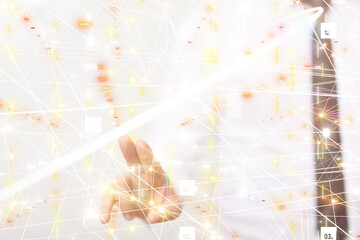 Neural network 3D illustration. Big data and cybersecurity
