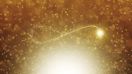 Wall Mural - looping golden particles with infinity symbol animation.