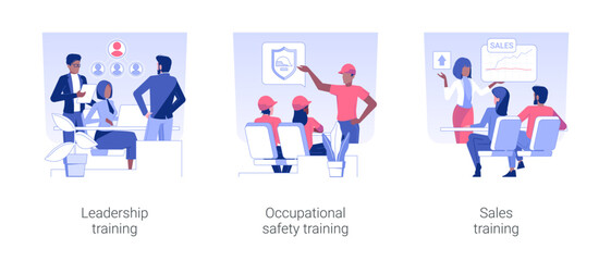 Wall Mural - employee training isolated concept vector illustration set. leadership training program, occupationa