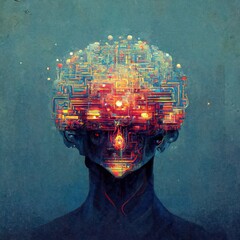 ai neural network digital brain deep learning big data computer machine for artificial intelligence 