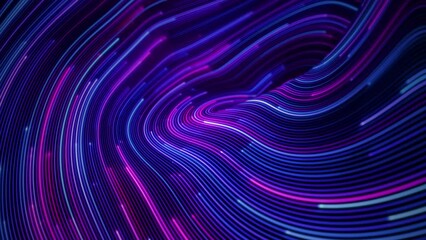 Wall Mural - futuristic stream of neon rays. particle trails background. communication and technology concept. se