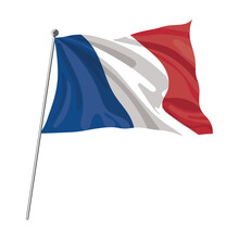 Isolated Waving Flag Of France Vector