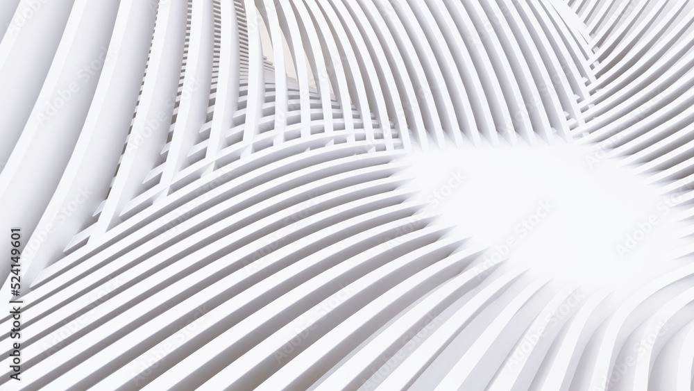 Abstract Curved Shapes. White Circular Background.