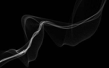 Dark abstract background with a glowing abstract waves