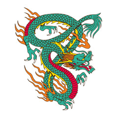  Isolated green chinesse dragon zodiac vector illustration