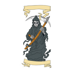 Wall Mural - Grim Reaper Scythe Scroll Drawing