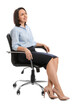 © New Africa - Mature businesswoman sitting in comfortable office chair on white background