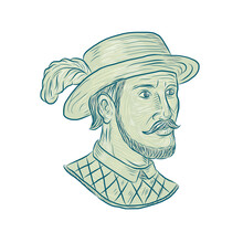 Juan Ponce De Leon Explorer Drawing