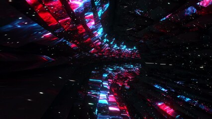 Wall Mural - abstract loop glow red blue digital flying lines motion and illuminated light effect hyperspace warp
