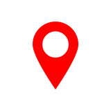 Fototapeta Do przedpokoju - red pin point. map address location pointer symbol