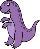 Fototapeta Dinusie - Cute Dinosaurs Fossil cartoon doodle character Hand drawn flat line art