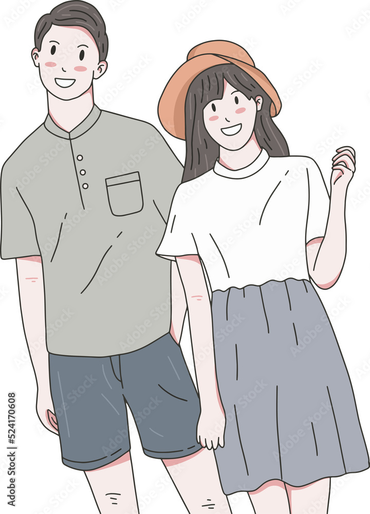 Cute Couple Happy Love Together Boyfriend and Girlfriend Women Men Girl ...