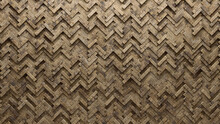 Polished Tiles Arranged To Create A Textured Wall. Natural Stone, 3D Background Formed From Herringbone Blocks. 3D Render