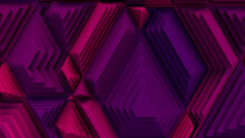 Pink And Purple Tech Background With A Geometric 3D Structure. Clean, Stepped Design With Extruded Futuristic Forms. 3D Render.