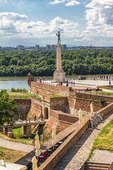 Sticker - Vertical shot of the Pobednik Monument at Upper Town Belgrade Fortress in Belgrade City, Serbia