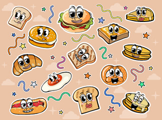 Canvas Print - set of food sticker comic style