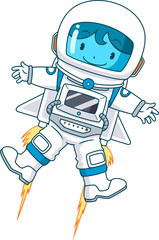 cartoon character of astronaut floating.