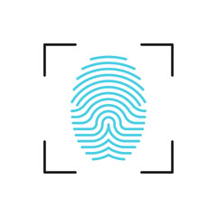 Leinwandbilder - Fingerprint scanner technology outline icon. Biometric identification and verification, information access and security system id thin line vector icon or simple pictogram