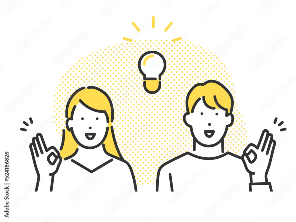 Стоковий вектор 納得した表情の男女のイラスト素材 | Adobe Stock