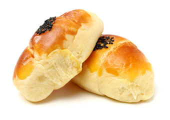 Wall Mural - Small breads with black sesame on white background