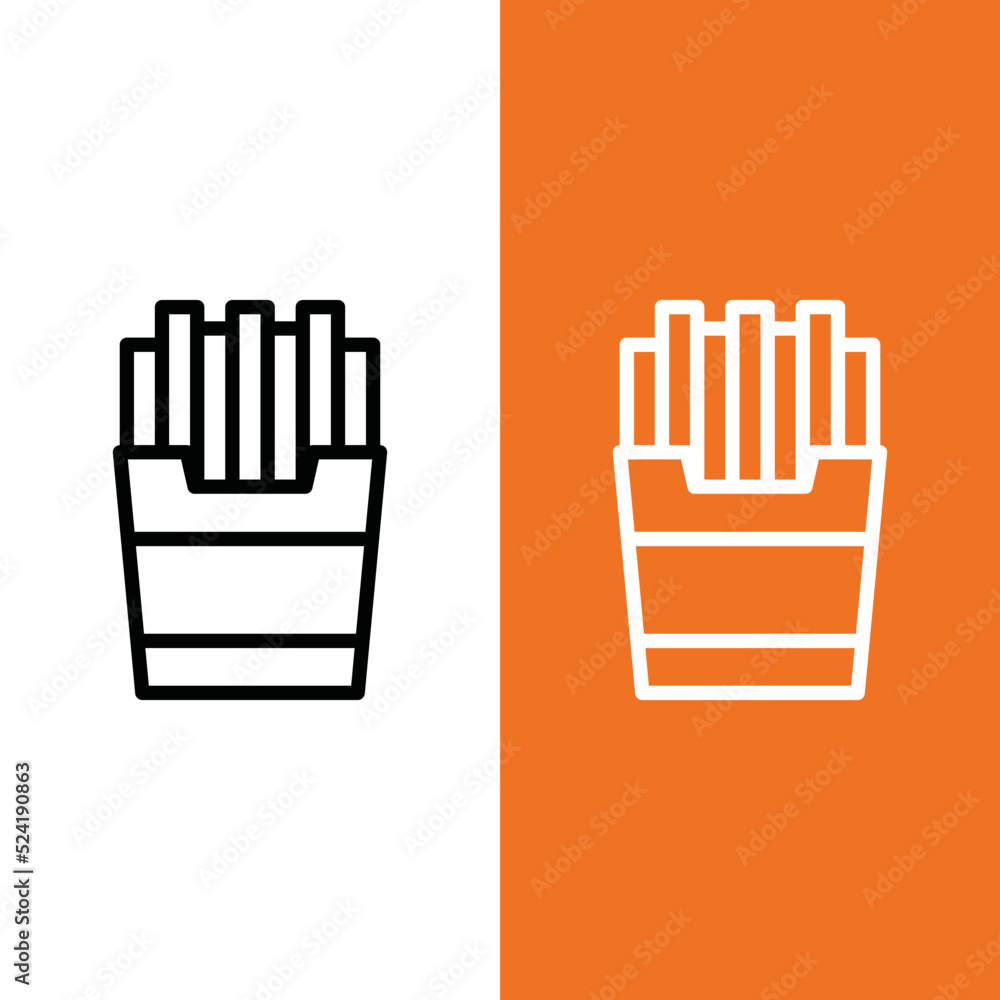 French Fries Vector Icon in Outline Style. French Fries is a dish made ...