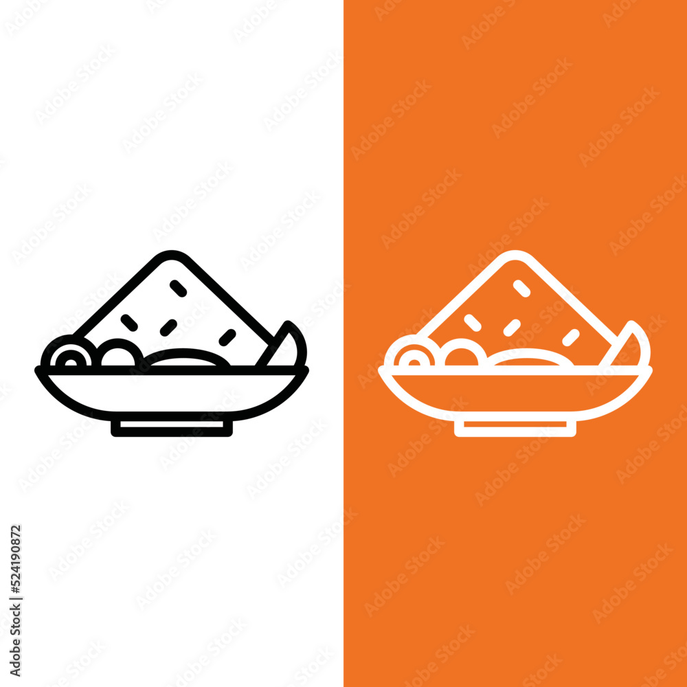 Fried Rice Vector Icon in Line Style. Nasi goreng is a dish of rice ...