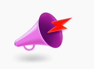 Poster - Loudspeaker with flash sign. Announcement concept. 3d vector illustration