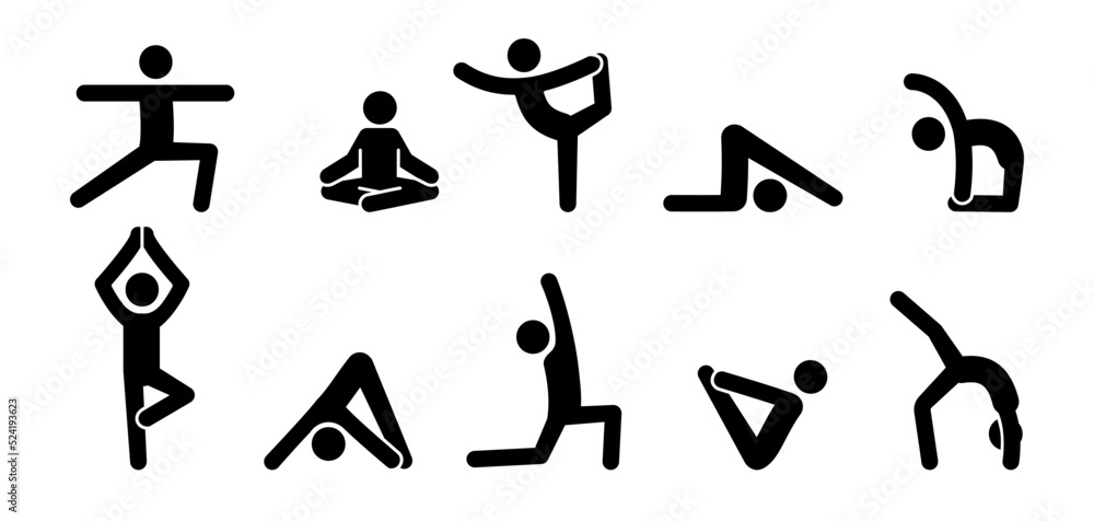 Xercise Pictograms Yoga pictogram icon people. Yoga pose, meditate practice, sport ...
