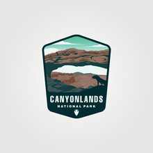 Canyonlands Vintage Vector Patch Symbol Illustration Design, Us National Park Sticker Print Design