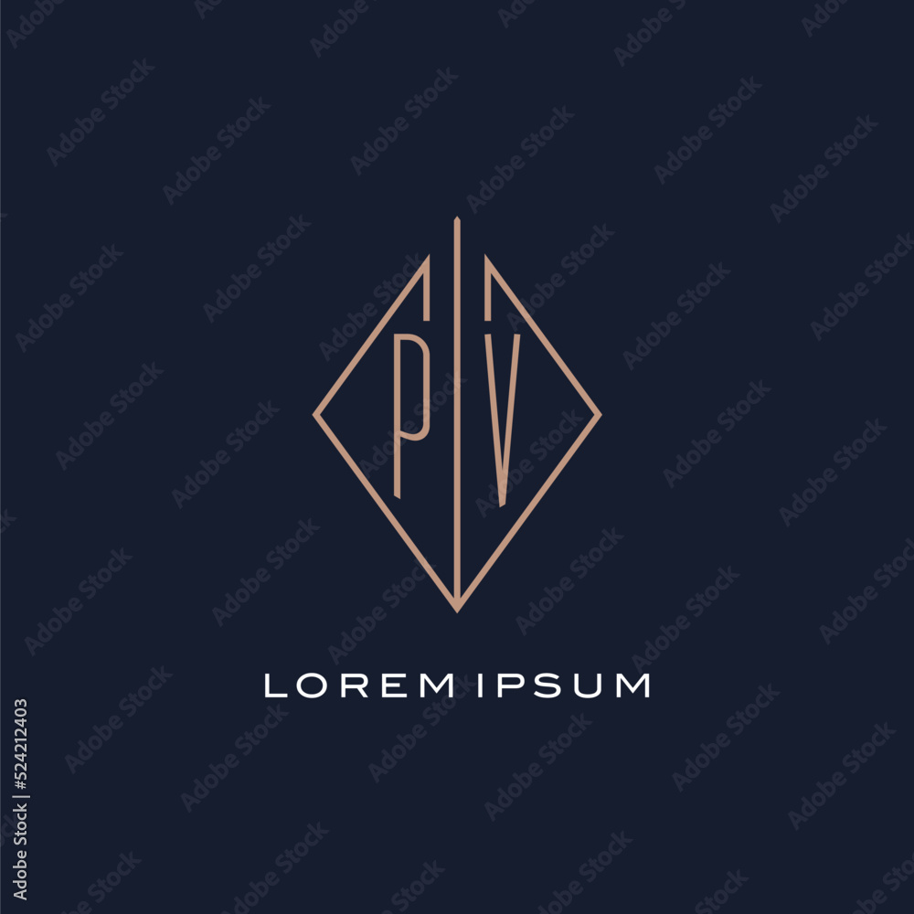 Monogram PV logo with diamond rhombus style, Luxury modern logo design ...