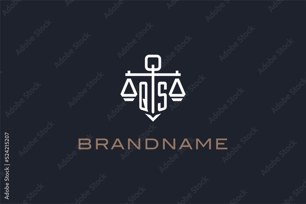 Initials QS logo for law firm with shield and scales of justice modern ...