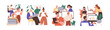 Teamwork concept. Groups of people work in teams together at business corporate projects for common goal. Working process with different tasks. Flat vector illustrations isolated on white background