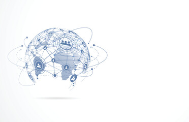 Wall Mural - global network connection. world map point and line composition concept of global business. vector i