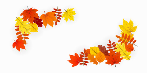 Wall Mural - autumn background with yellow leaves illustration