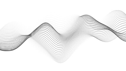 Wall Mural - Digital dynamic wave of particles. Vector abstract white futuristic background. Big data visualization.