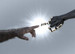 © Science RF - Ape holding a robot's hand, illustration